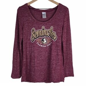 FSU Seminoles Top Long Sleeve Space Dye Stretchy Game Day Football Size Large